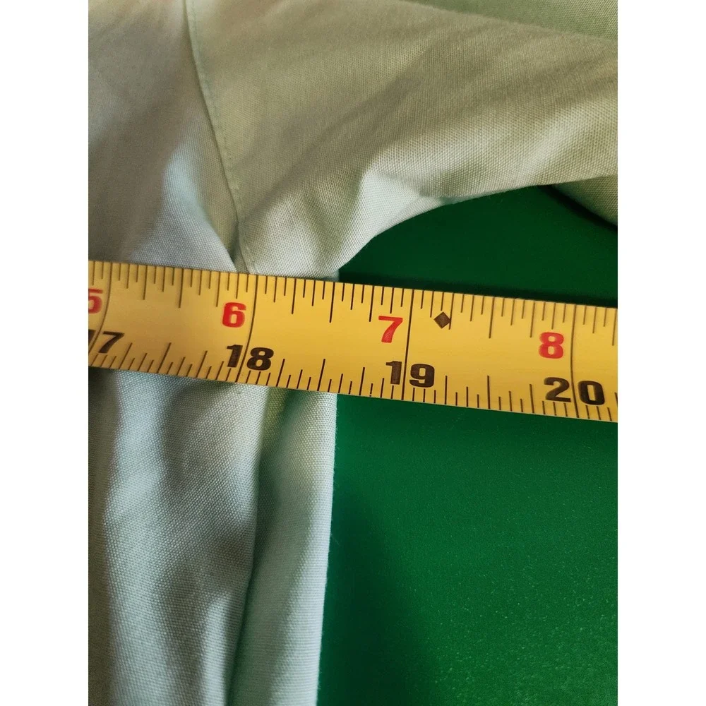 Arizona Button Down Shirt Mens 14 Mint Green Wrinkle Free Long Sleeve Cotton Mix